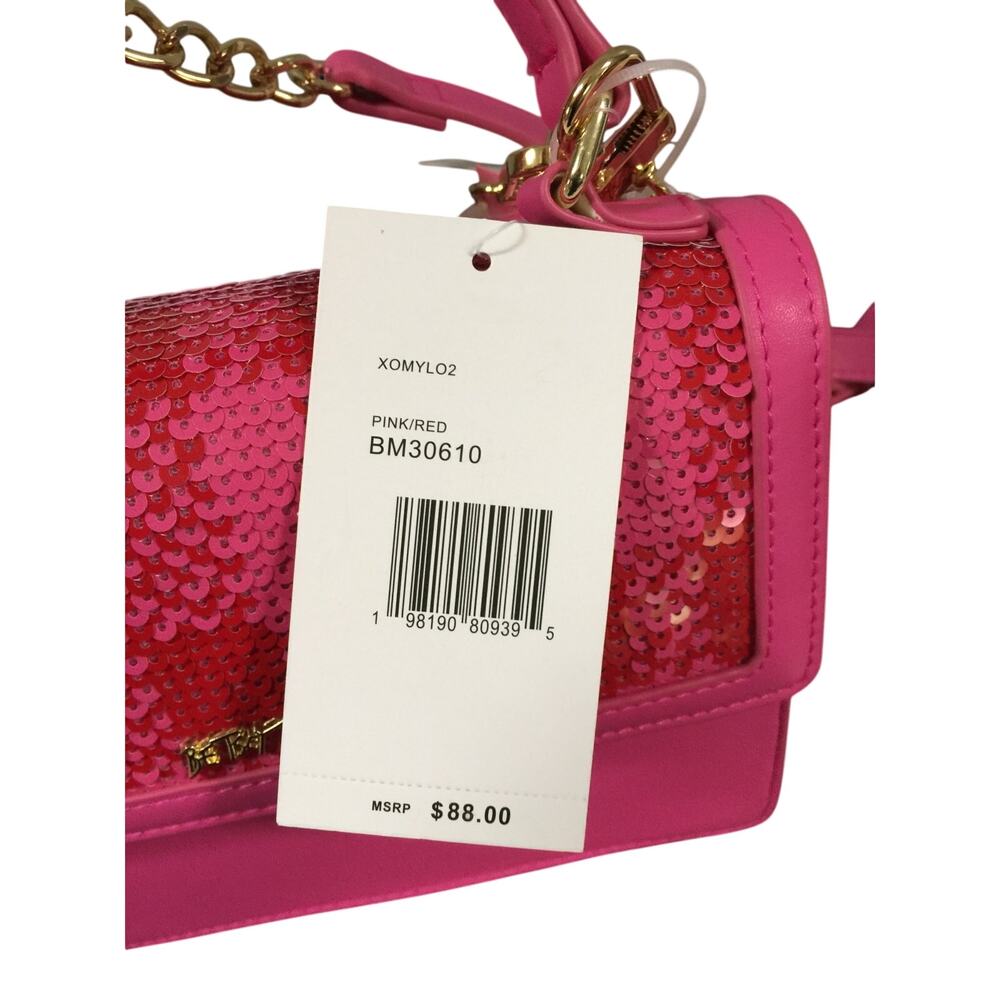 Betsey Johnson XOMYLO 2 Teddy Bear Charm Crossbody Bag Pink Sequin NWT - Picture 12 of 14